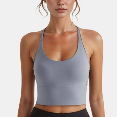Anna-Kaci Active Women's Longline Sports Bra with Scoop Neck and Thin Strap Design for Yoga and Low Impact Workouts - X Large, Gray | Target