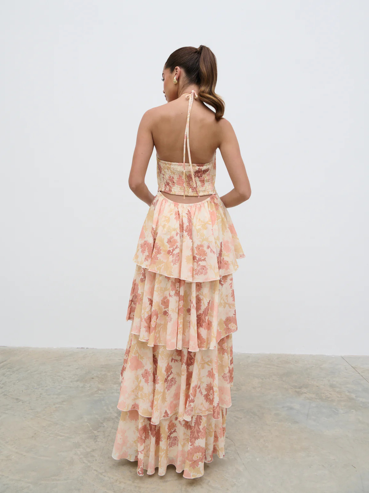 Siobhan Ruffle Maxi Dress - Terracotta Petal | Pretty Lavish (UK)