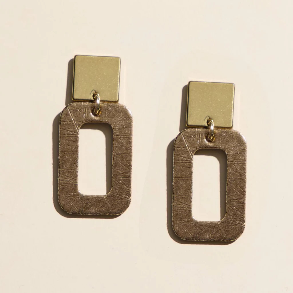 Vintage Bronze Logan Geometric Drop Earrings | Nickel and Suede