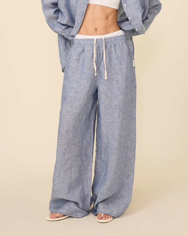 MACKENZIE PANTS BLUE & WHITE STRIPE | Nylora
