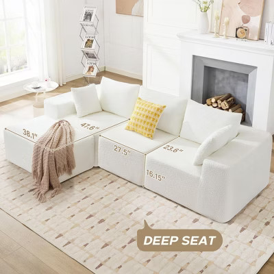 103" L-Shaped Modular Cloud Sofa - Plush Deep-Seat Design with Removable Upholstery & Foam Cushions | Target