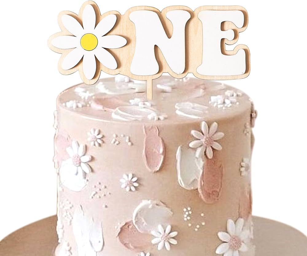 Daisy One Cake Topper - Daisy Boho Retro Party Decoration,Wood White Daisy Cake Topper,Daisy Theme 1st Birthday Party Decor,oddler Party,Smash Cake Topper (DAISY TOPPER) | Amazon (US)