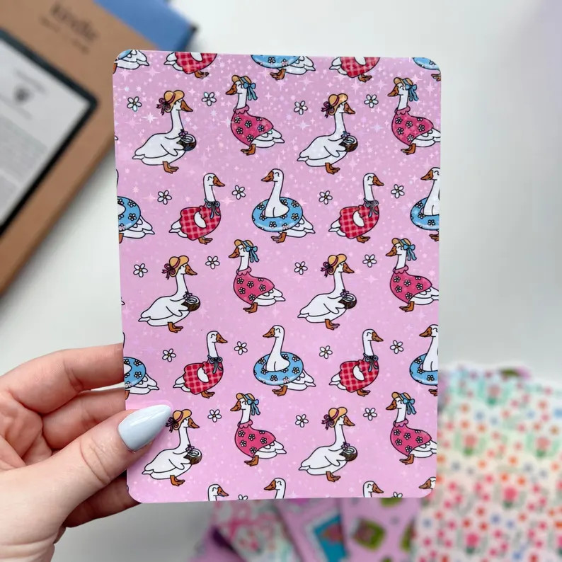 Summer Goose Kindle Insert | Holographic Cozy Summer Aesthetic | Custom E-reader Decor | Bookish ... | Etsy (US)