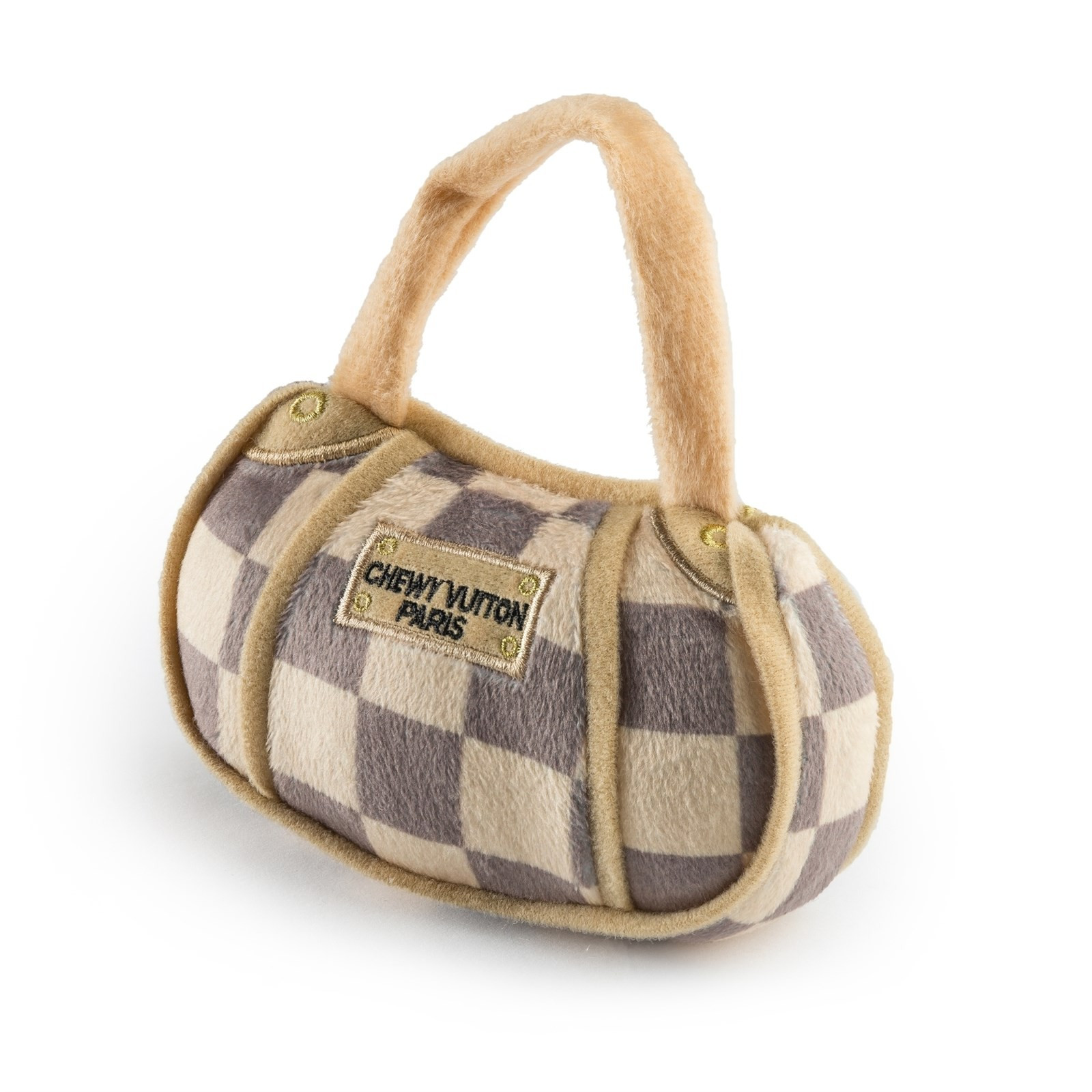 Checker Chewy Vuiton Handbag Dog Toy | Jane