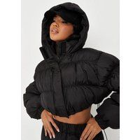 Black Co Ord Cropped Puffer Coat | Missguided (US & CA)