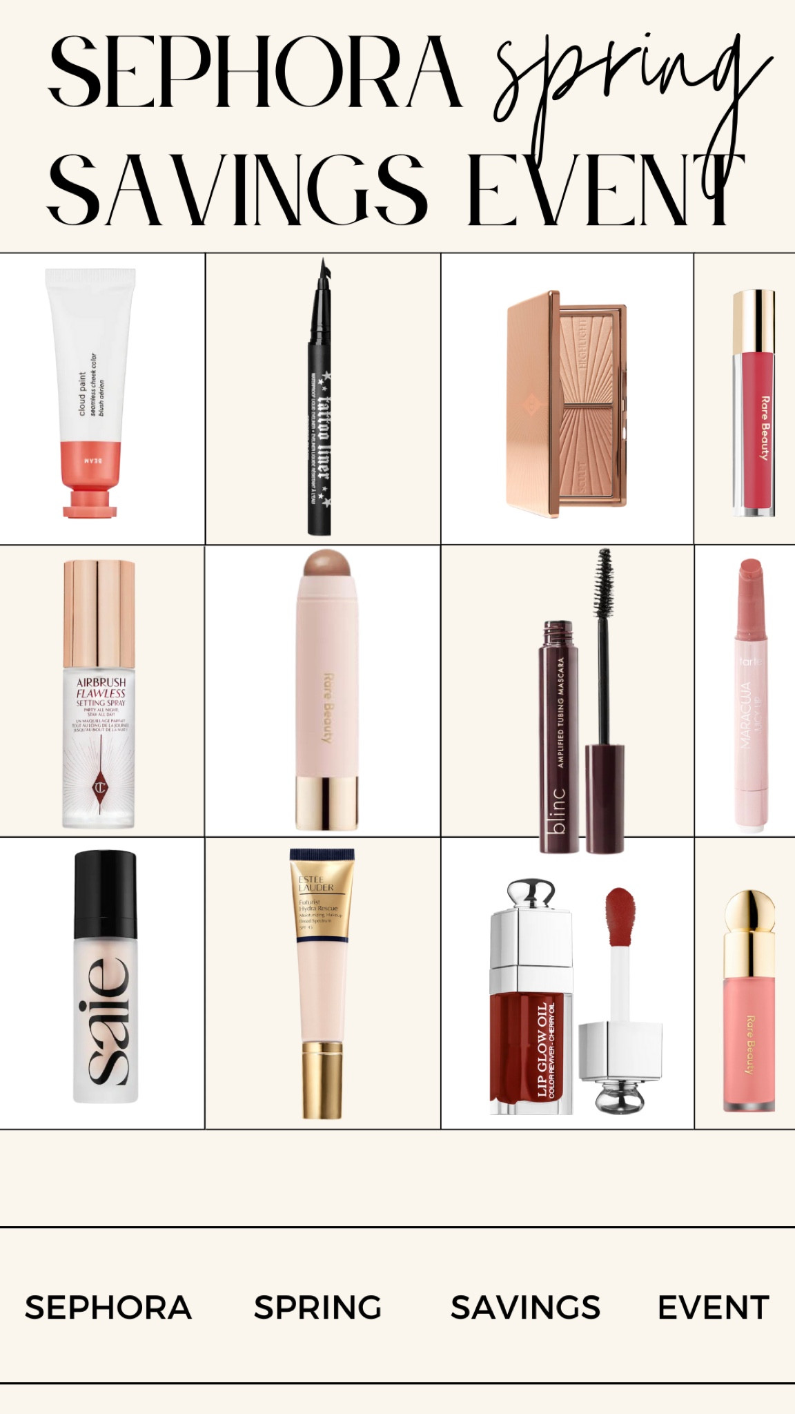 SEPHORA SPRING SALE EVENT IS HERE!! 🤍🖤🙌🏼

• 4/14-4/17: Rouge Early Access: 20% off
• 4/18-4/24: VIB Preferred Access: 15% off
• 4/18-4/24: All Tiers: 10% off

#sephoraspringsale #sephorasale #springsale #sephoraspringsaleevent
#sephorasavingsevent #makeup #skincare  

#LTKsalealert #LTKbeauty #LTKBeautySale