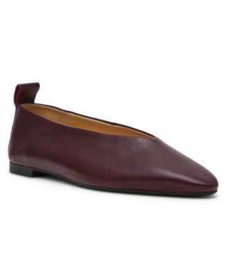 Steve Madden Women's Swanky High-Vamp Almond Toe Flats - Burgundy Leather | Macy's