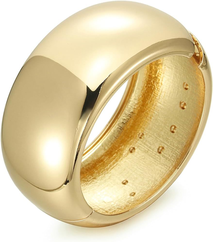 YMBYCM Chunky Gold Bangle Bracelets for Women Trendy Wide Chunky Cuff Bracelets Hammered Irregula... | Amazon (US)