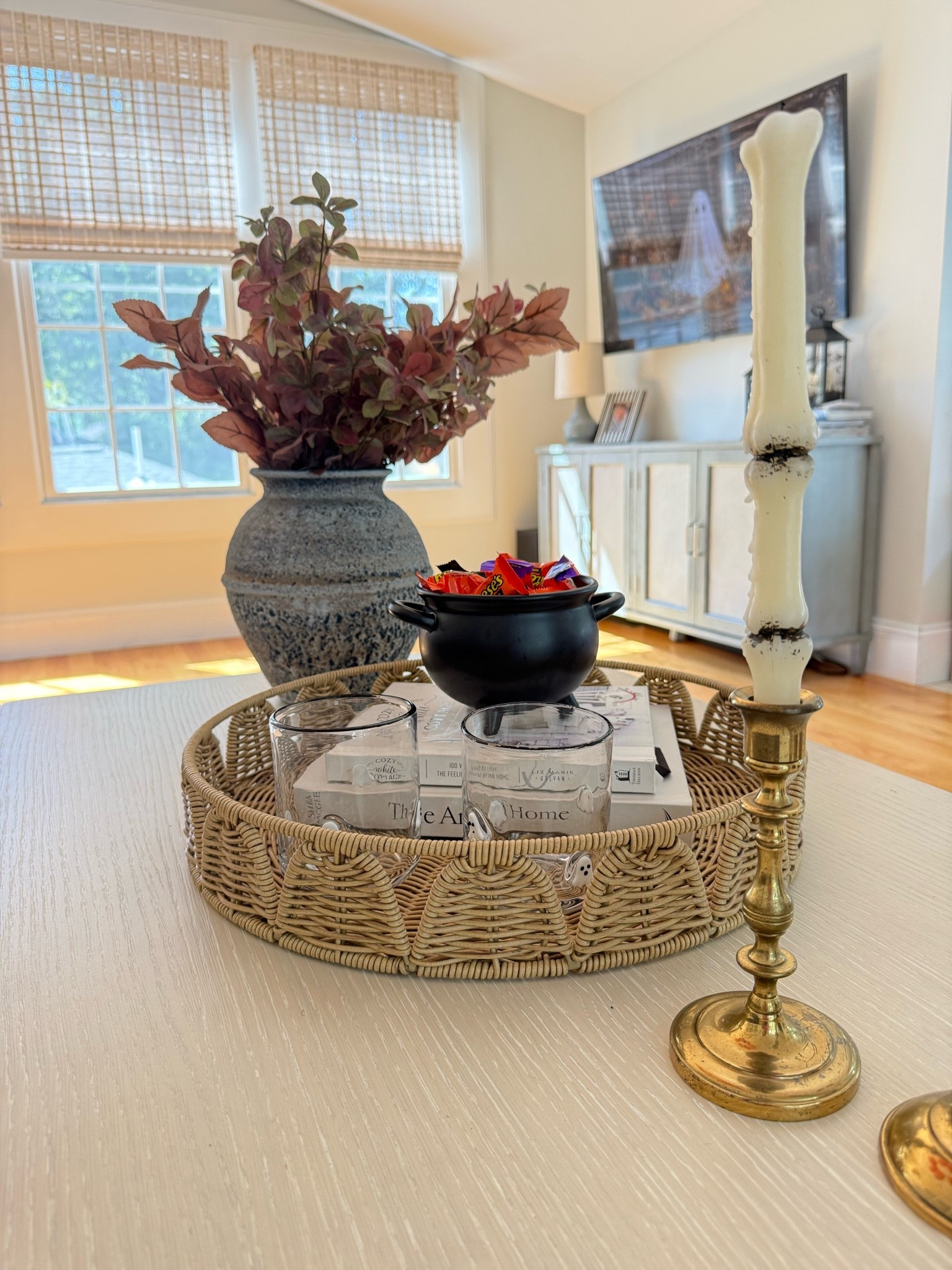 Spooky cute coffee table decor