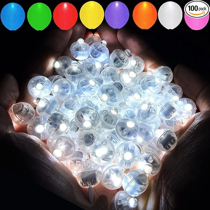 Aogist 100pcs White Balloon Lights,Long Standby Time Waterproof Mini Light,Battery Powered,Round ... | Amazon (US)