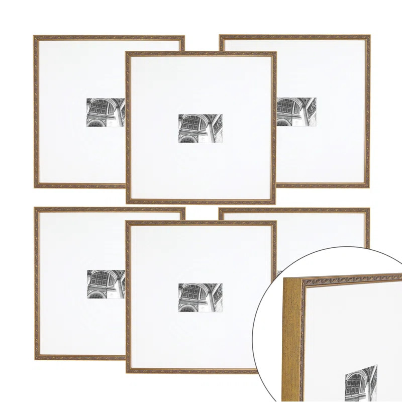 Gallery Wall Poplar Wood with Flower Decal 6 Frame Set | Wayfair North America