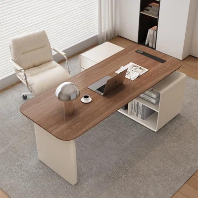 Nut-brown Rectangular Manufactured Wood with 3 drawers Executive Desk | Wayfair North America