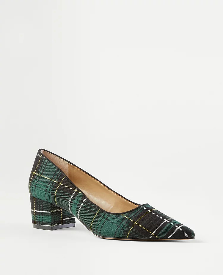 Mid Block Heel Plaid Pumps | Ann Taylor (US)