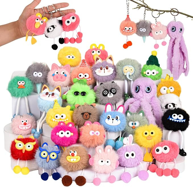 LiYiQ 30 Pcs Cute Plush Keychains Kawaii Keychain Bulk for Birthday Goodie Bags Pinata Toys Class... | Amazon (US)