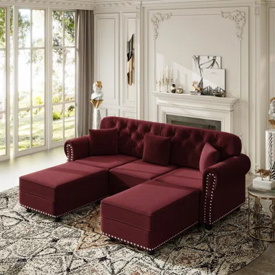 82.6"Upholstered Velvet Sofa With Nailhead Trim And Rolled Armrests | Wayfair North America