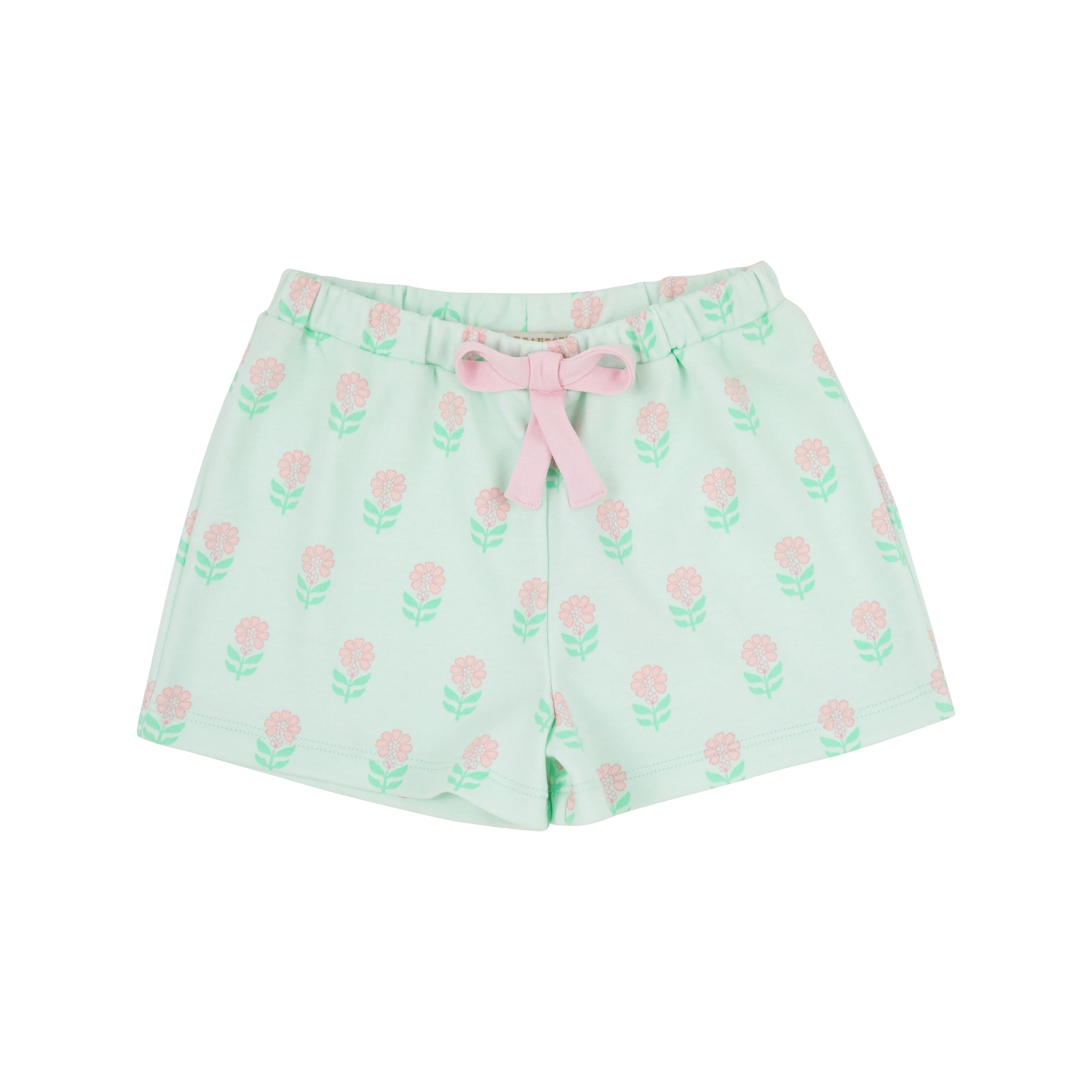 Shipley Shorts - Flowers for Friends (Seafoam) with Palm Beach Pink | The Beaufort Bonnet Company