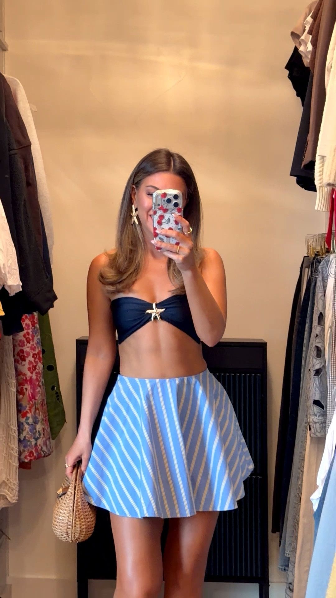 Abercrombie blue striped skort paired with a navy swim top casual summer coverup beach look

Revolve code: tulip

Wearing small top xs skort

Causal
Comfy
Spring outfit
Swimwear
Coverup
Pool day
Beach
Vacation

#LTKTravel #LTKSwim #LTKootd