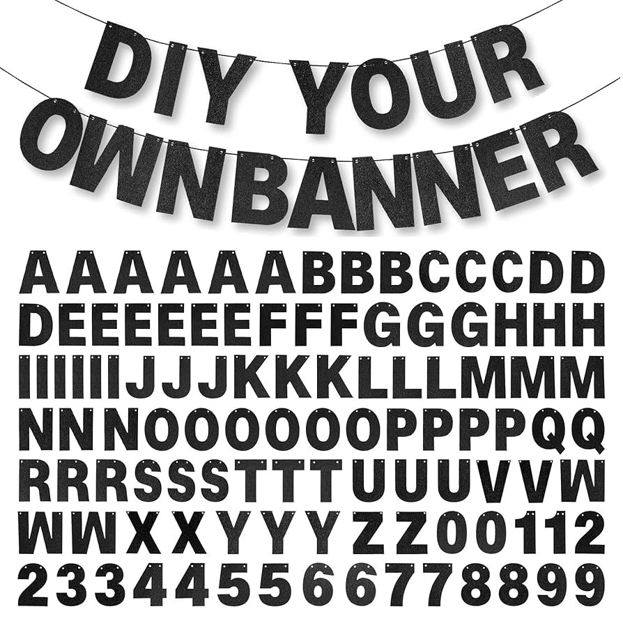 DIY Banner Kit with Letters Glitter Banner Letters Black Customizable Birthday Banners Graduation... | Amazon (CA)
