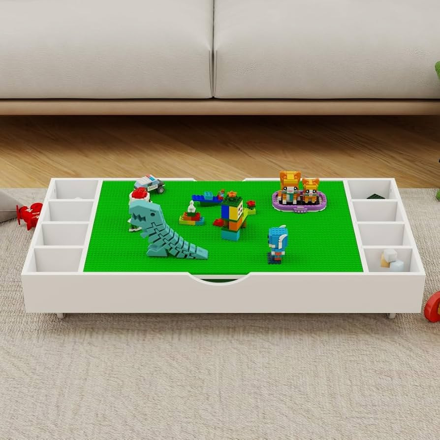 2 in 1 Rollaway Play Table and Toy Organizer Compatible with Lego, Rolling Storage with Detachabl... | Amazon (US)