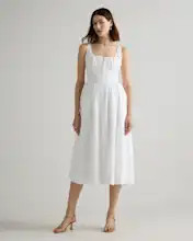 100% European Linen Corset Midi Dress | Quince