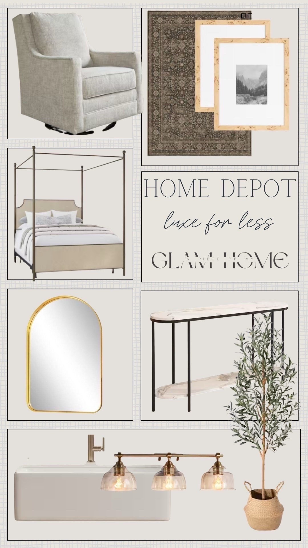 Home Depot luxe for less! 
Loving these home finds & the price tag! 

Mirror, console table, faux tree, bed, chair, rug, picture frames, home decor, sink, bathroom lighting 



#liketkit 
@shop.ltk
https://liketk.it/5Fmar



#liketkit #LTKHome #LTKSeasonal #LTKSaleAlert
@shop.ltk
https://liketk.it/5KeZz