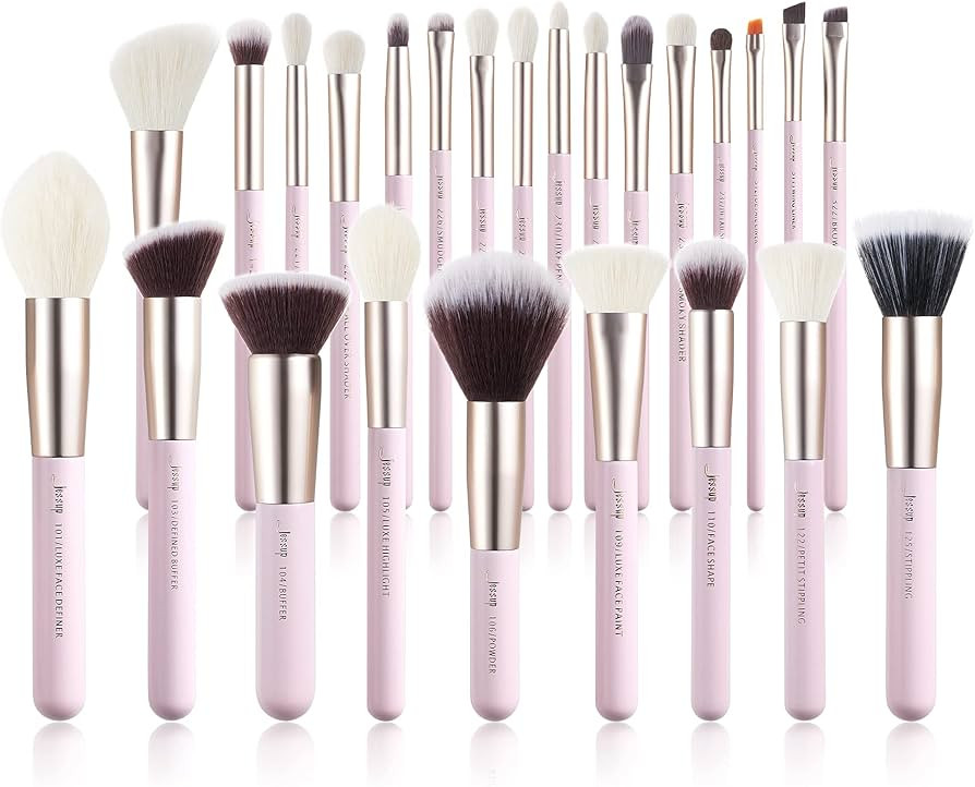 Jessup Makeup Brushes Set Professional, 25PCS Pink Premium Natural Powder Foundation Eyeshadow Bl... | Amazon (US)