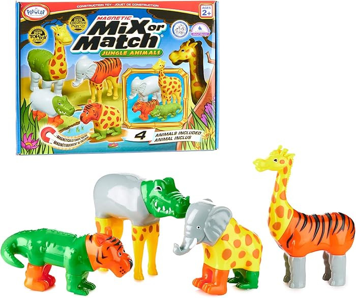 POPULAR PLAYTHINGS Magnetic Animals for Toddlers 1-3, Mix or Match Animal Toys, Set of 4 Gift for... | Amazon (US)
