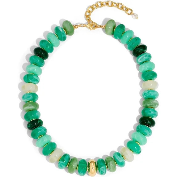 HolidayQbee Beaded Necklace for Women Chunky Beaded Turquoise Necklace Boho Oval Big Bead Stateme... | Walmart (US)
