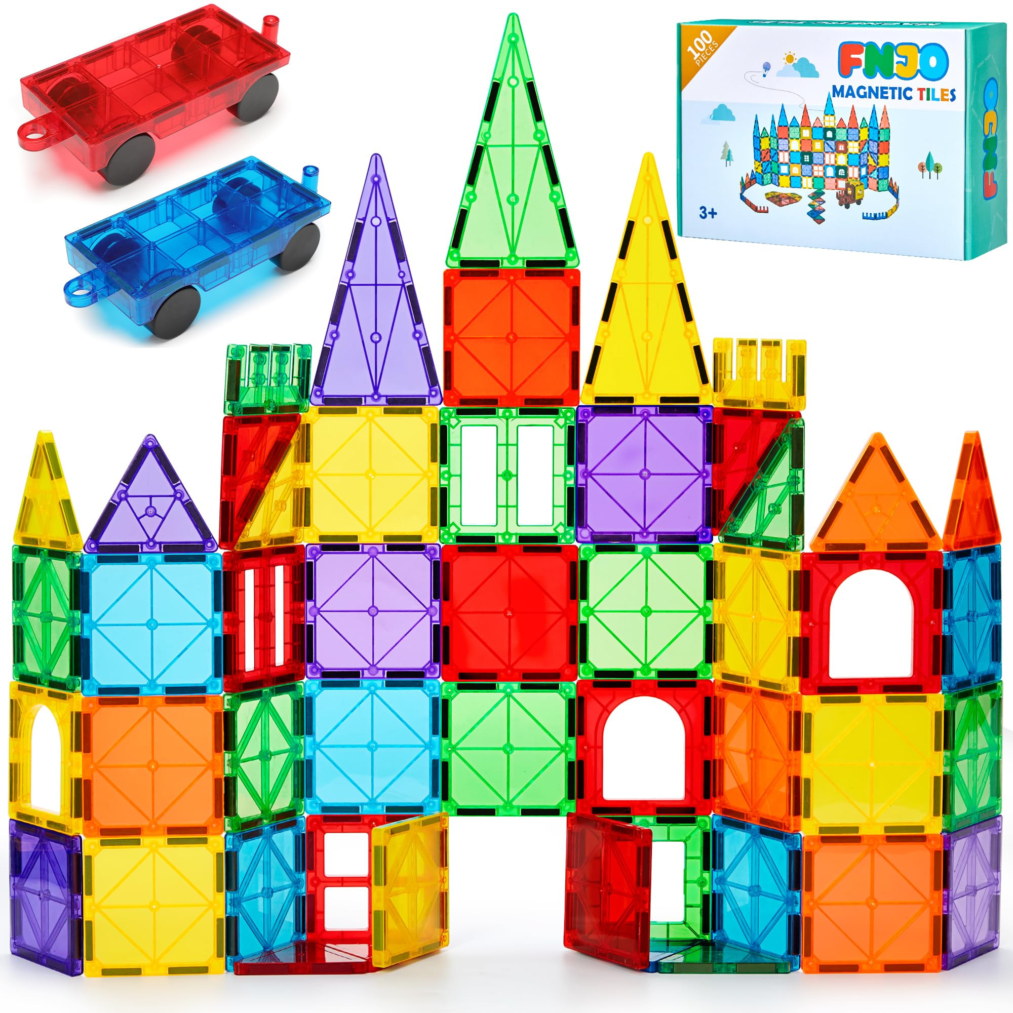 FNJO Magnetic Tiles, 100PCS Building Blocks, STEM Magnets Building Toy Set, Preschool Kindergarte... | Amazon (US)