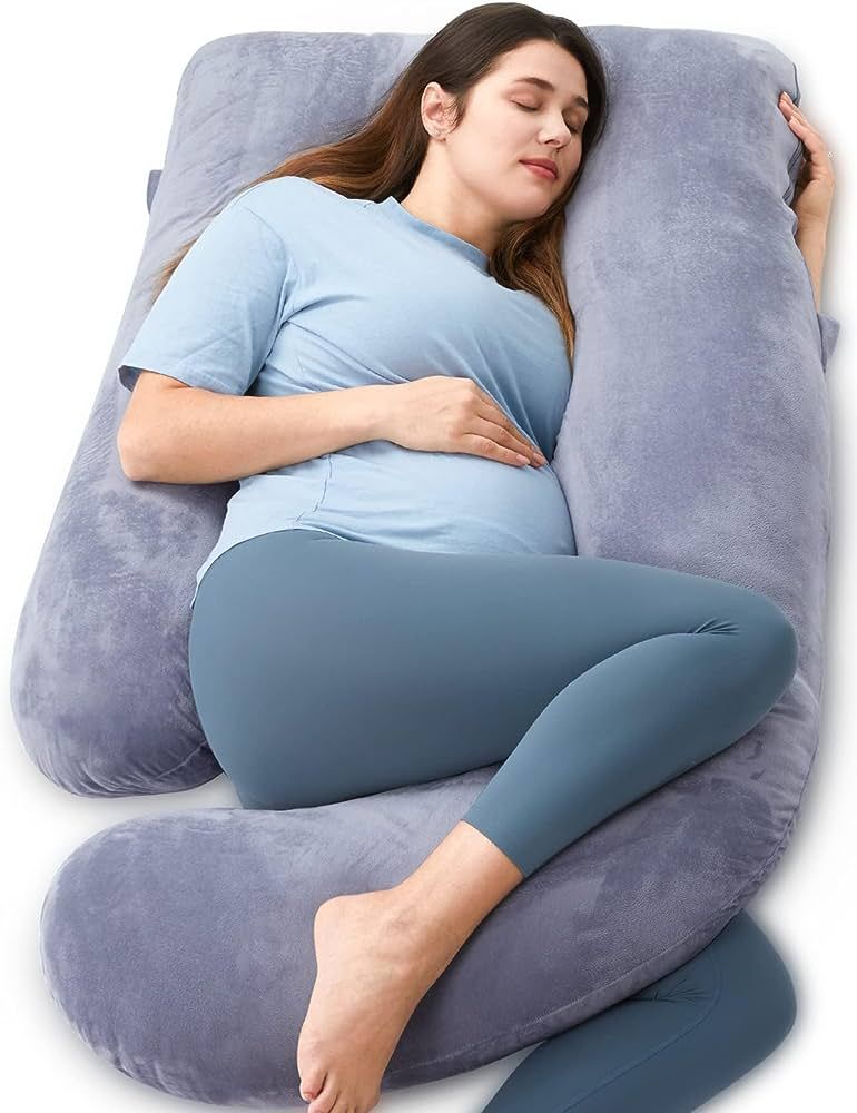 Momcozy Pregnancy Pillows, U Shaped Full Body Maternity Pillow with Removable Cover, 57 Inch Pregnan | Amazon (US)