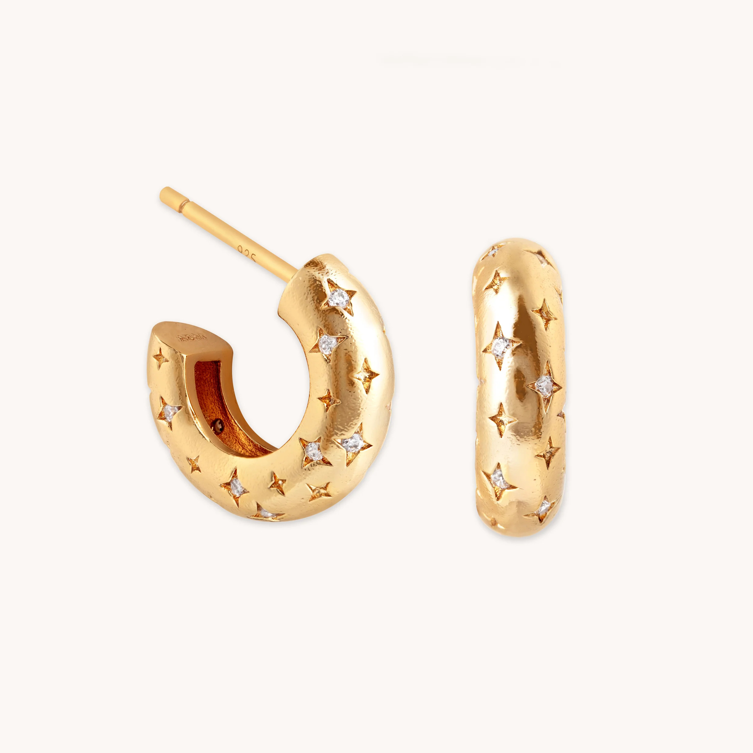 Cosmic Dome Small Hoops in Brushed Gold | Astrid & Miyu UK