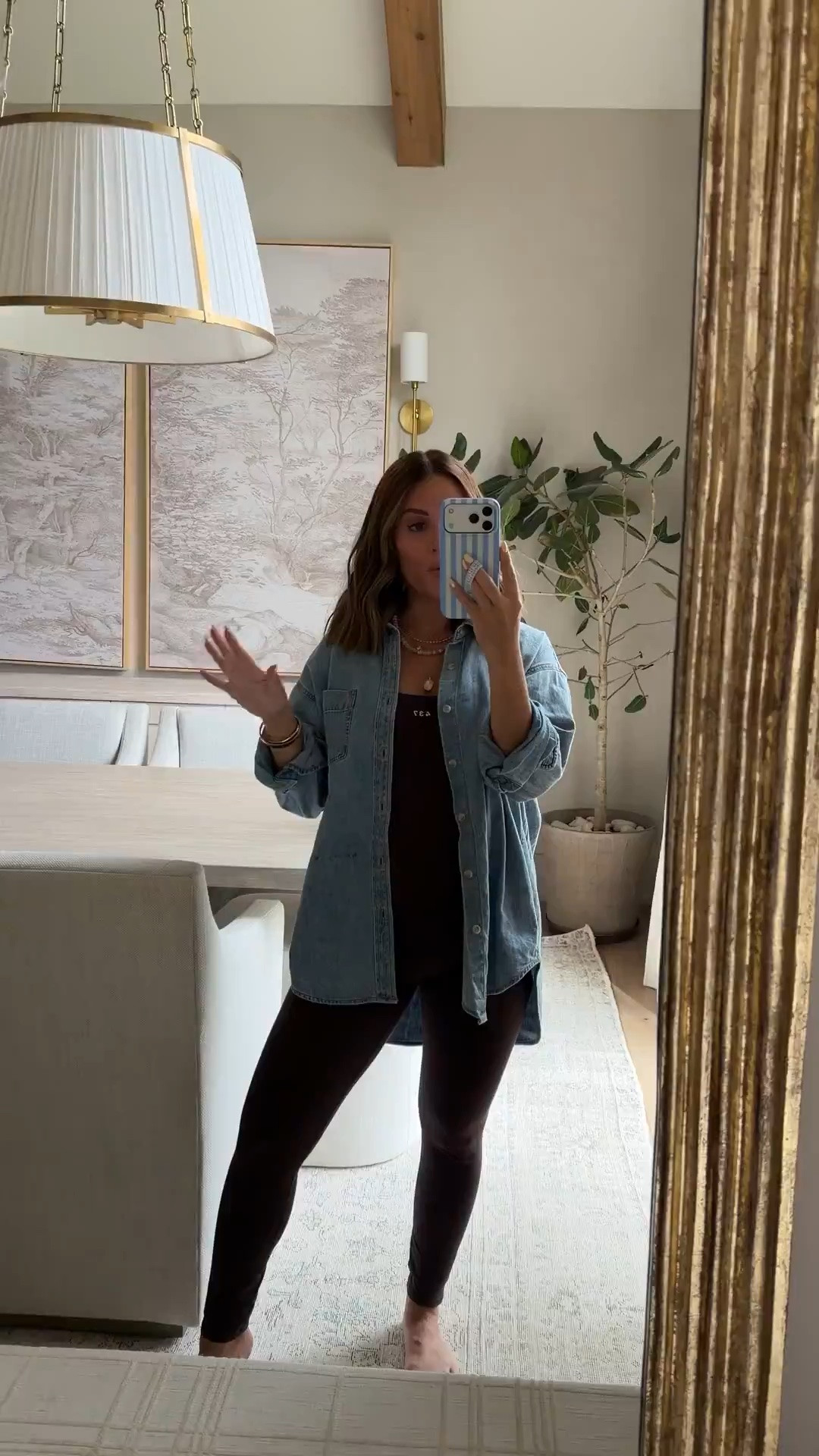 Wearing a small in this active onesie  & small in denim button down. Bump friendly, maternity outfits, third trimester finds.

#LTKBump #LTKBaby #LTKootd