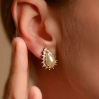 Pearl Drop Earrings With Rhinestones By Roman Jewelry, Bridal | Etsy (US)