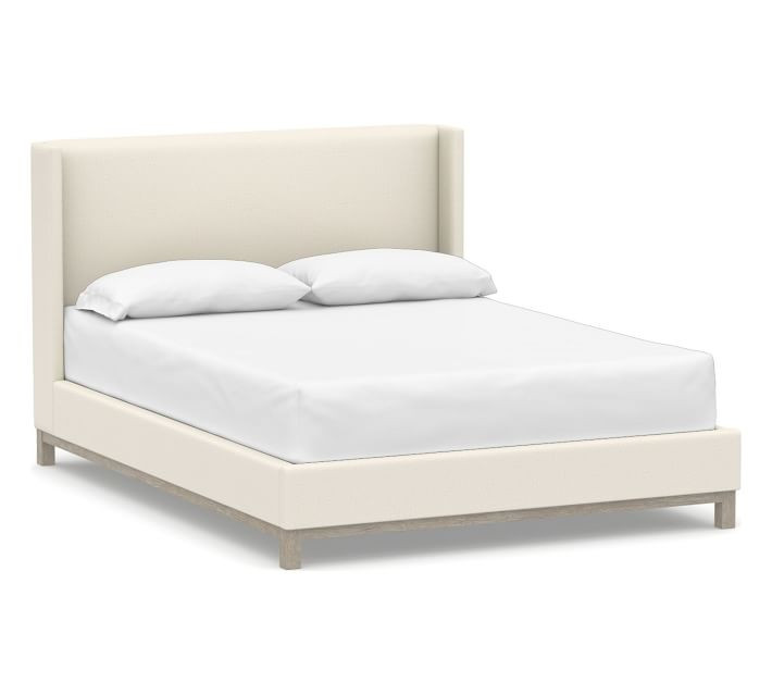 Jake Upholstered Platform Bed with Wood Legs | Pottery Barn (US)
