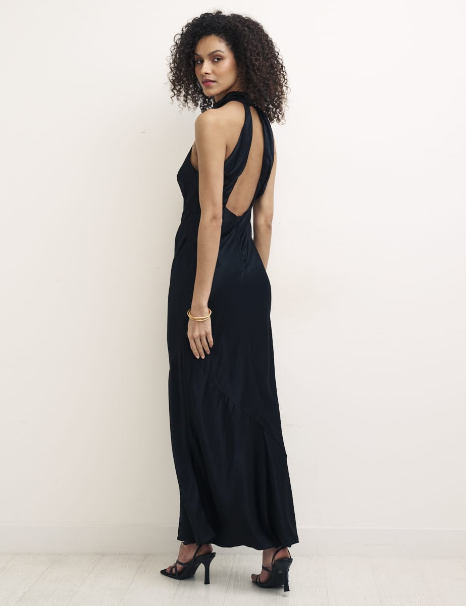 Black Halter Neck Desiree Maxi Dress | Nobody's Child