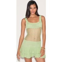 Light Lime Crochet Double Frill Hem Dress | PrettyLittleThing US