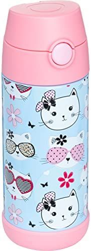 Snug Kids Water Bottle - insulated stainless steel thermos with straw (Girls/Boys) - Kitty, 12oz | Amazon (US)