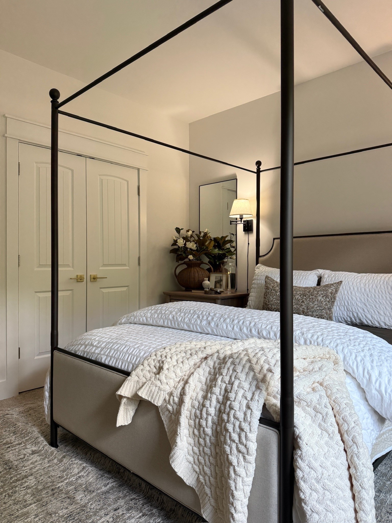 Simple layers and classic styling in our guest room! Cozy all year round 🤍 

#LTKFindsUnder50 #LTKSeasonal #LTKHome