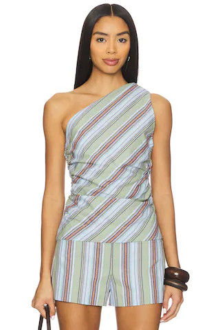 FAITHFULL THE BRAND Aurora Top in Agua Stripe Blue from Revolve.com | Revolve Clothing (Global)