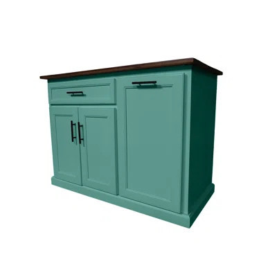 Modern 60" Solid Wood Kitchen Island with trash bin compartment and Drop Leaf | Wayfair North America