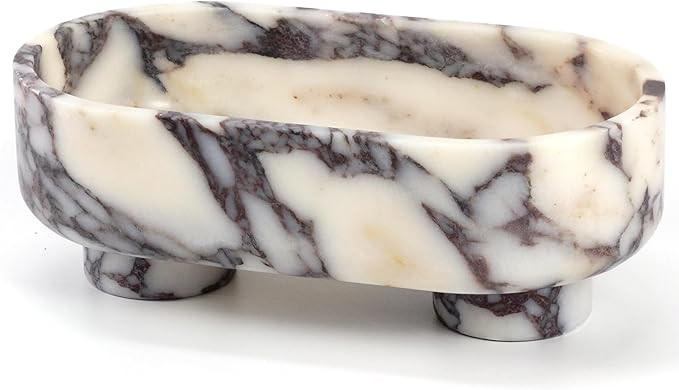 Natural Oval Marble Fruit Bowl, Two-Legged Decorative Bowl Calacatta Viola | 10" Large Handcrafte... | Amazon (US)