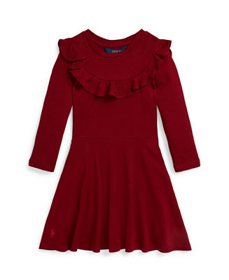 Polo Ralph Lauren Girls 2T-6X Ruffled Long Sleeve Dress - Macy's | Macy's