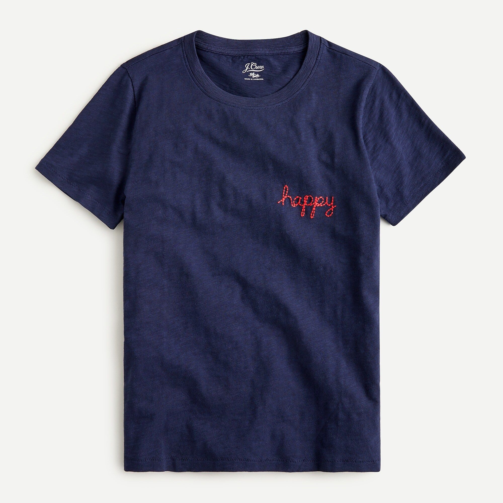 "Happy" embroidered crewneck T-shirt | J.Crew US