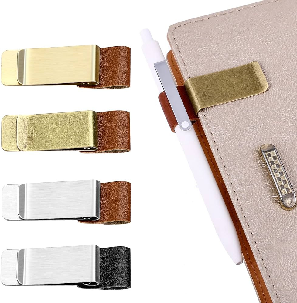Pen Loop Holder, 4Pcs PU Leather Retro Notebook Pen Holder Pen Loop with Clips for Journal Notebo... | Amazon (US)
