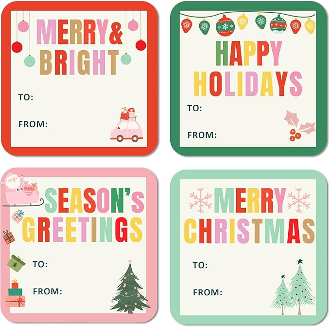Mobiusea Creation Tags | Colorful Cute Design | 2 Inch | 60 Pcs Gift Labels | Assortment Holiday ... | Amazon (US)