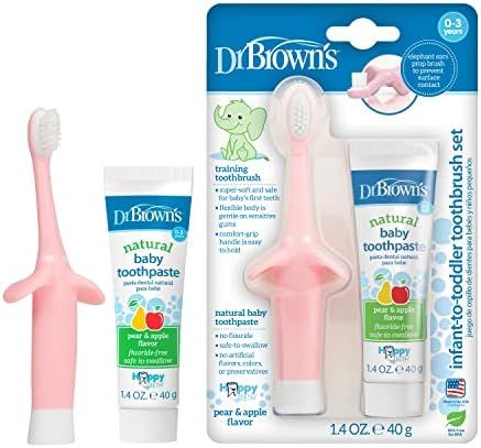Amazon.com: Dr. Brown's Infant-to-Toddler Training Toothbrush Set with Pear & Apple Fluoride-Free... | Amazon (US)