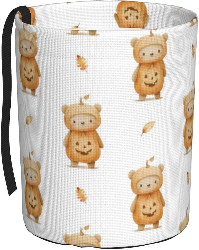 Cute Teddy Bear Pumpkin Halloween Car Trash Can Leak-Proof Waterproof Hanging Trash Bin Collapsib... | Amazon (US)