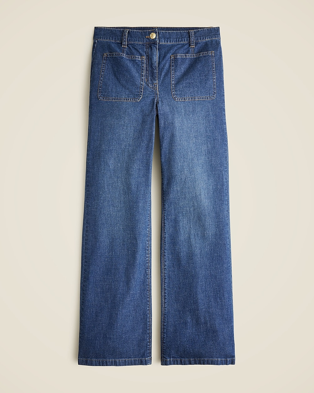 High-rise kickout jean with sailor pockets in drapey denim | J. Crew US