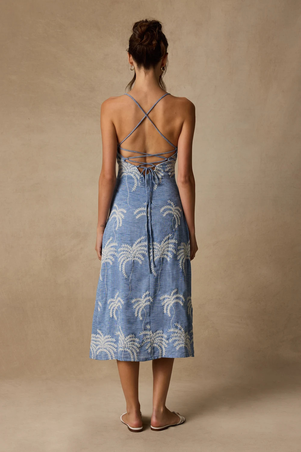 Destin Light Blue Embroidered Lace-Up Midi Dress | Lulus