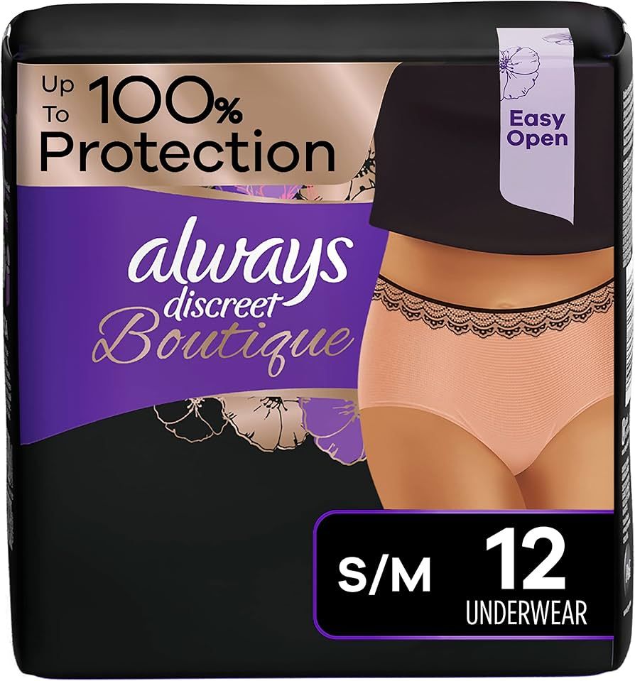 Always Discreet Boutique Adult Incontinence & Postpartum Underwear For Women, High-Rise, Size Sma... | Amazon (US)
